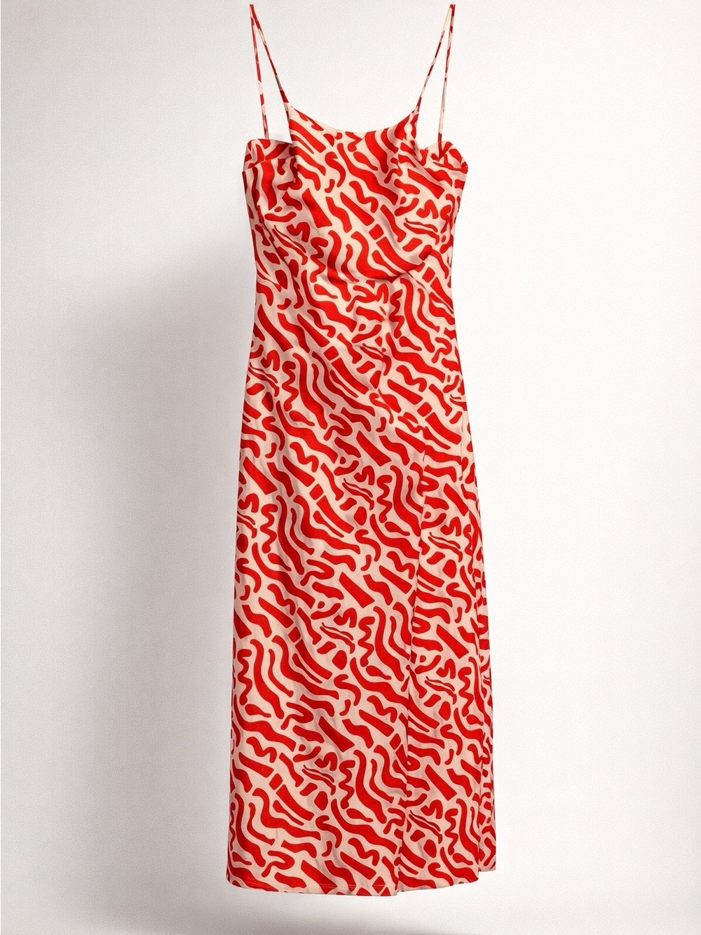 Land of the free orange Patterned Midi Slip Dress with Thin Straps